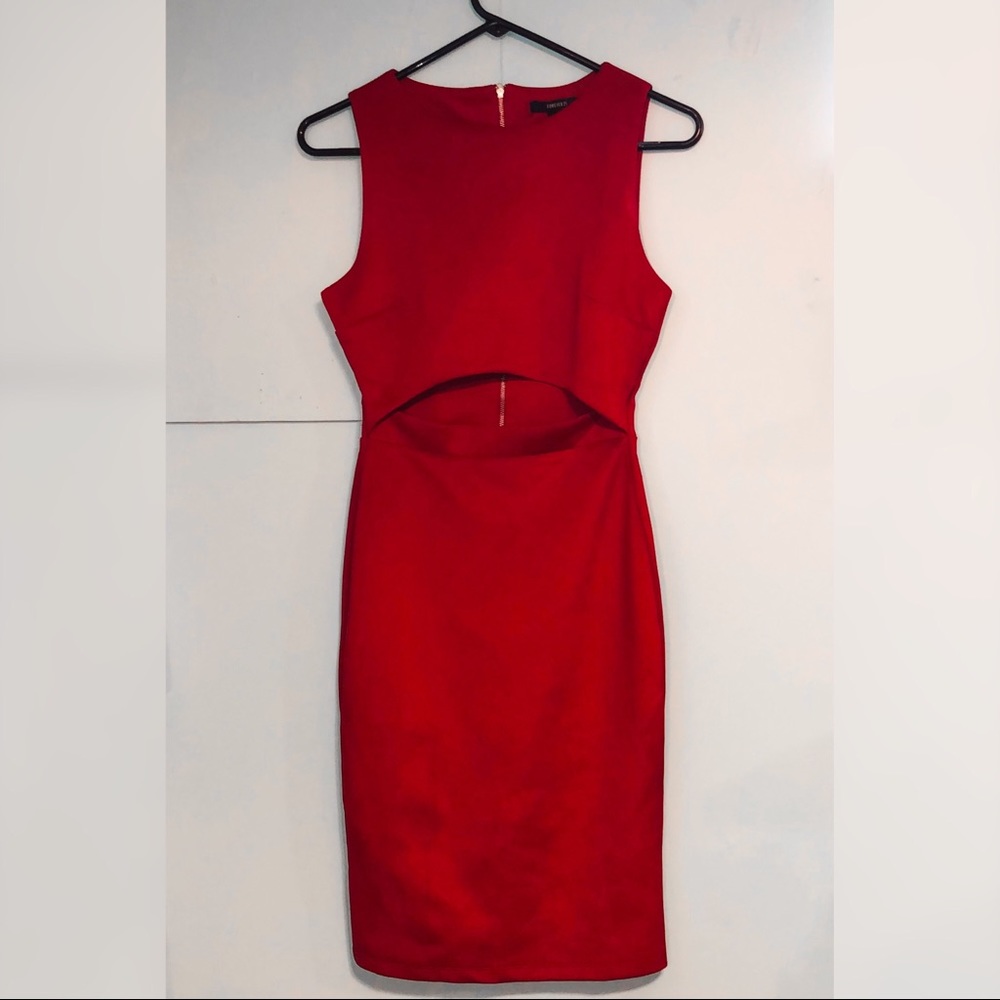 Red Stomach Cut Out Dress